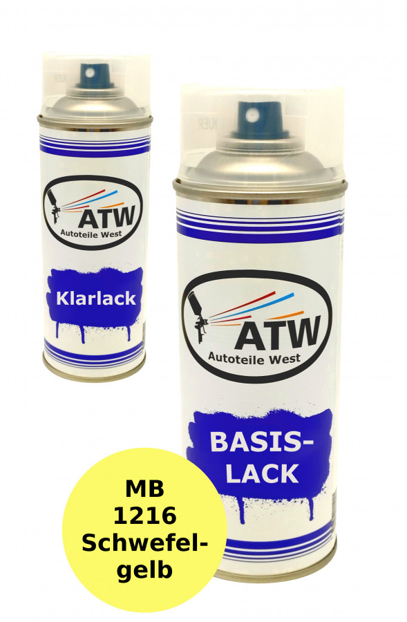 Autolack für Mercedes Benz 1216 Schwefelgelb  +400ml Klarlack Set